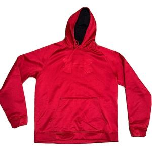 mens hooded red sweatshirt under armour embossed logo Size Large Thick Fleece